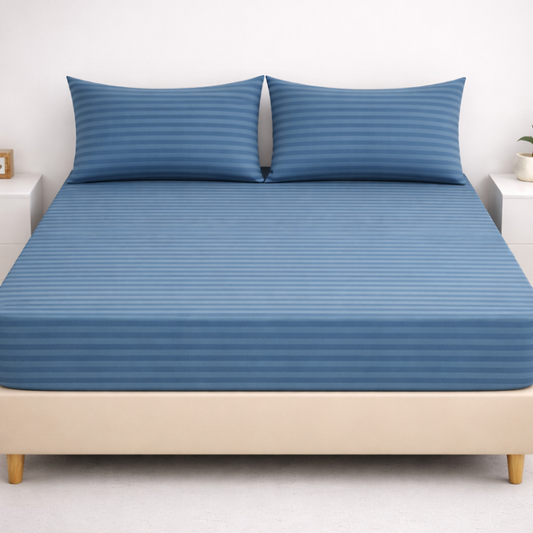 SIGNATURE FITTED COTTON STRIPE BEDSHEET-S11