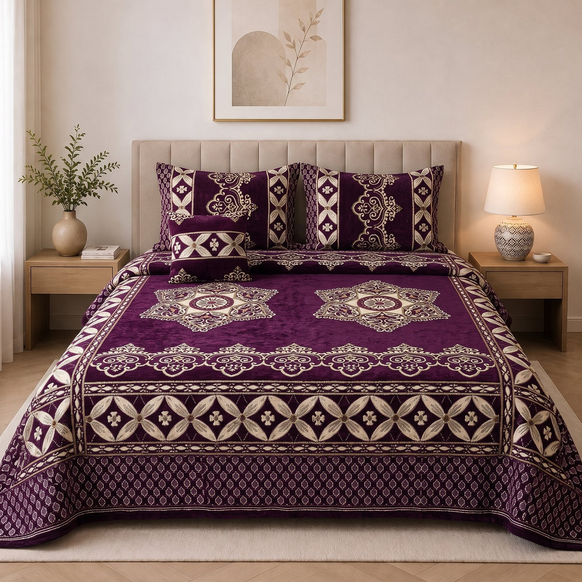 Plush Velvet 4-Piece Bedsheet Set-DZ0026