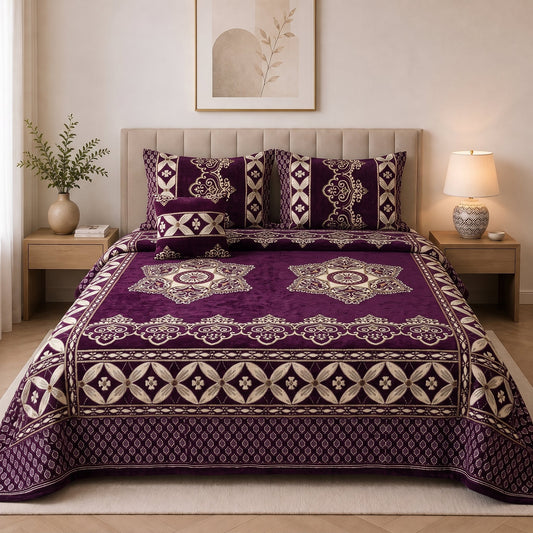 Plush Velvet 4-Piece Bedsheet Set-DZ0026