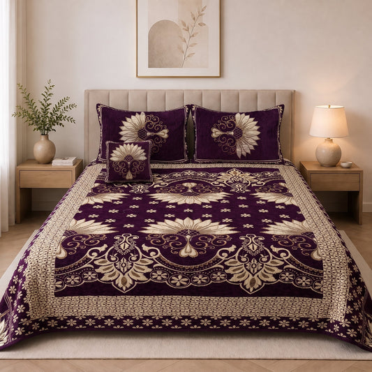 Plush Velvet 4-Piece Bedsheet Set-DZ0037