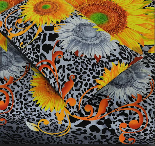 SUNFLOWER PRINTED PURE COTTON BEDSHEET ASH-4007