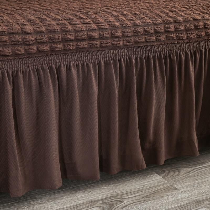 RUFFELED SUR SUCKER TURKISH SOFA COVER - Brown