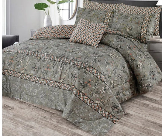 NEW-GREY  COTTON COMFORTER SET-7PCS