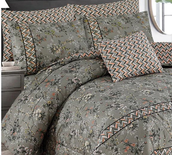 NEW-GREY  COTTON COMFORTER SET-7PCS