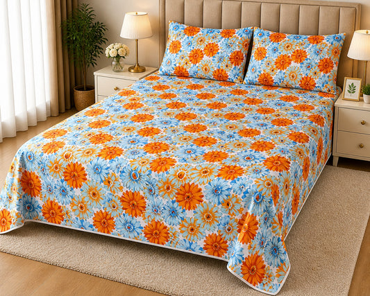 PRINTED PURE COTTON BEDSHEET ASH-4099