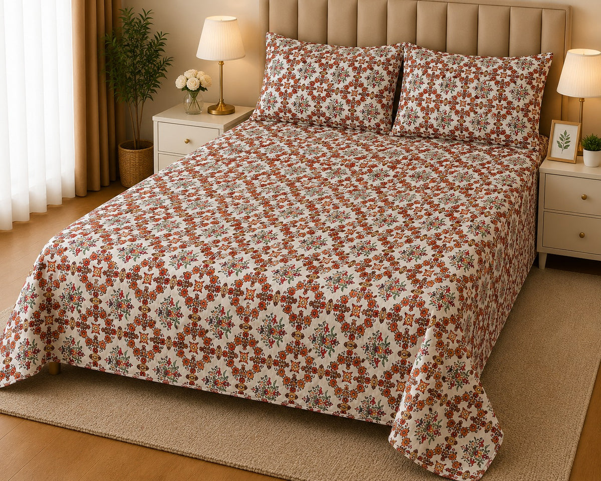 PRINTED PURE COTTON BEDSHEET ASH-4091