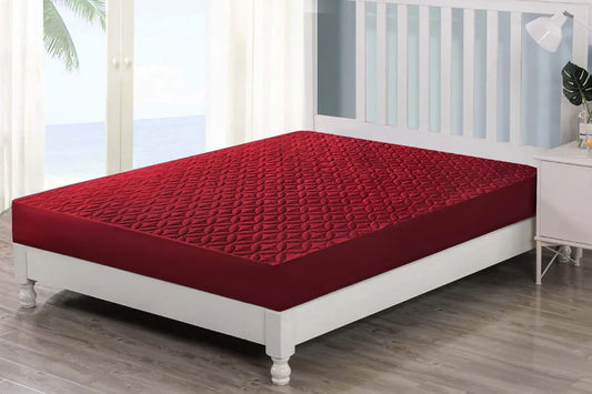 QUILTED WATERPROOF MATTRESS PROTECTOR-BURGUNDY