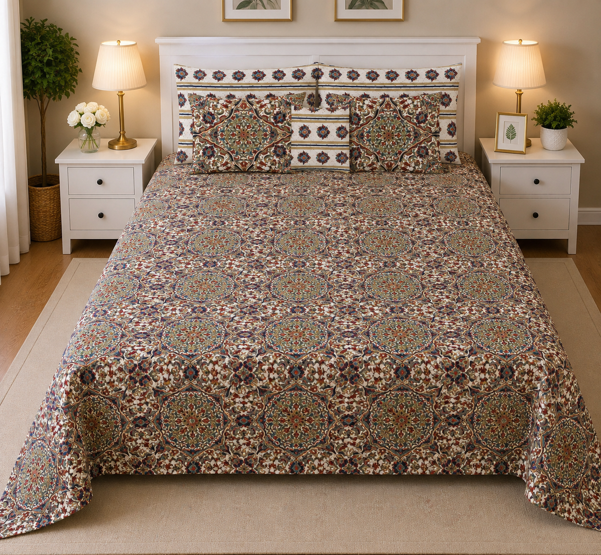 PRINTED PURE COTTON BEDSHEET ASH-4087
