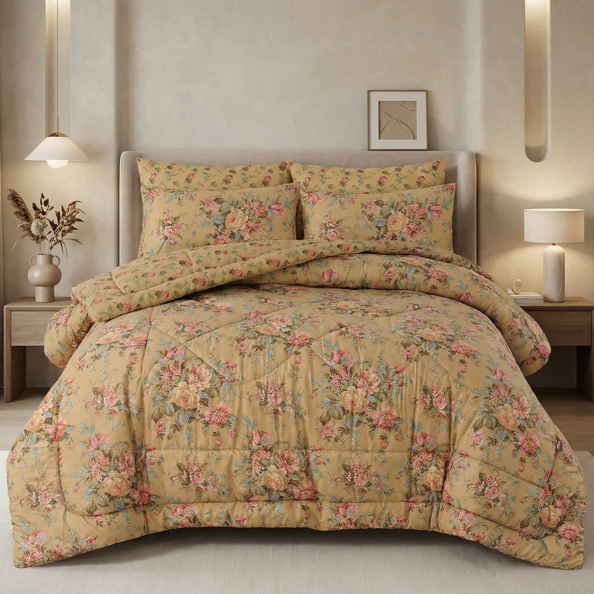 Charcoal Cotton Comforter Set - 7 PCS