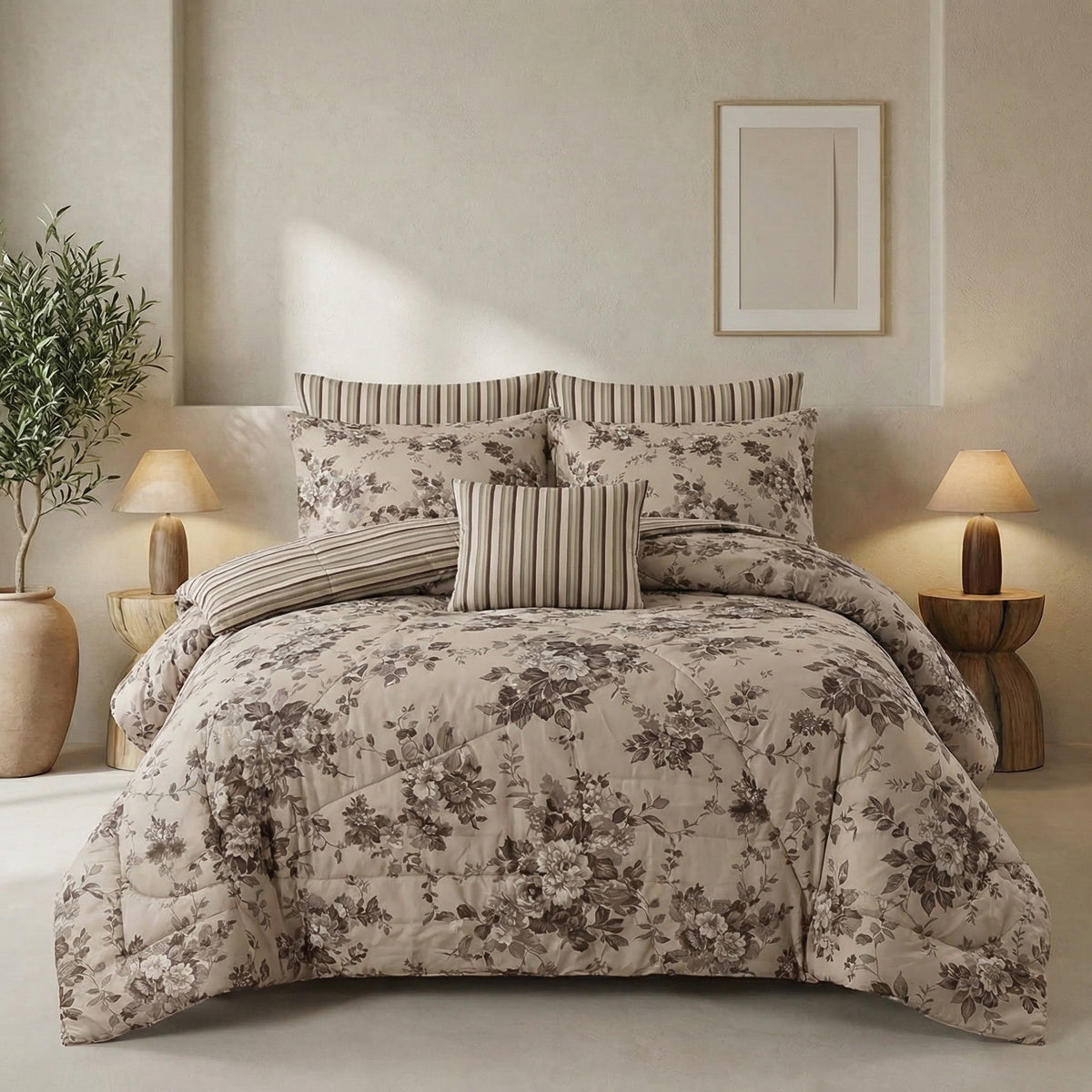 Ceramel Cotton Comforter Set - 7 PCS