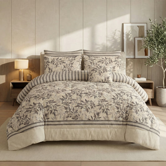Beige Luxury Cotton Comforter Set - 7 PCS