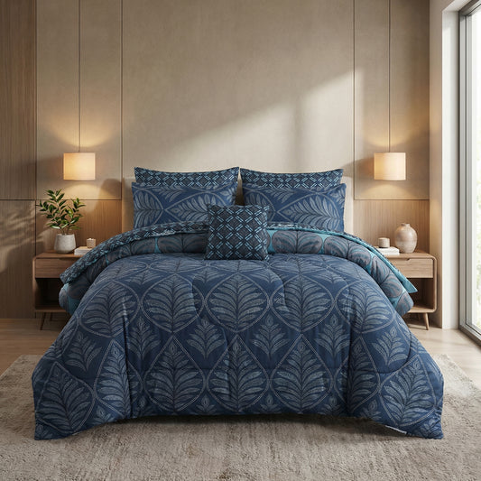 Teal Cotton Comforter Set - 7 PCS