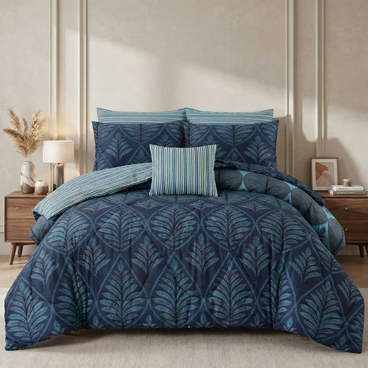 Navy Luxe Cotton Comforter Set - 7 PCS