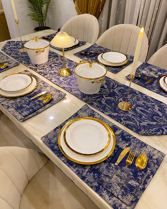 Dark Blue Mats Dining Table Set